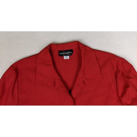 REQUIREMENTS - WOMEN'S RED WOVEN BUTTON-UP TOP - SIZE 16 - ROLL TAB - Picture 3 of 6